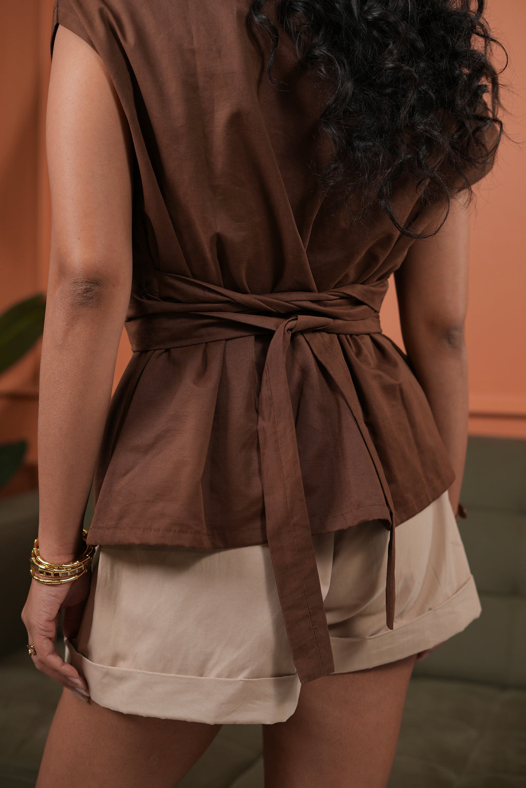 Mocha Tie Up Top