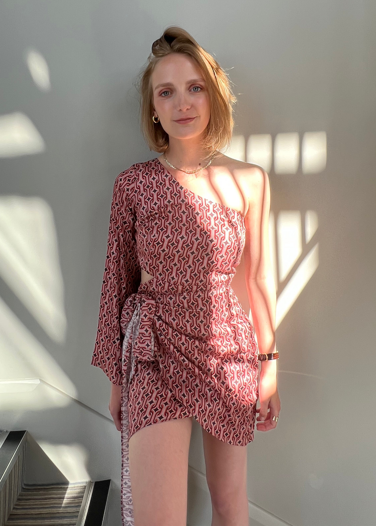 Rust Satin One Shoulder dress