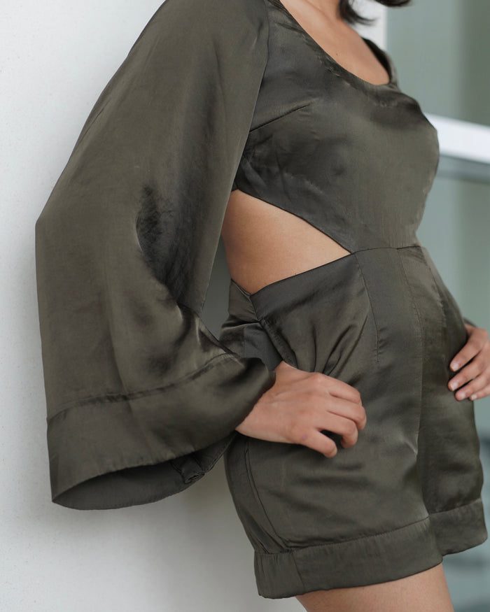 Moss Satin Romper