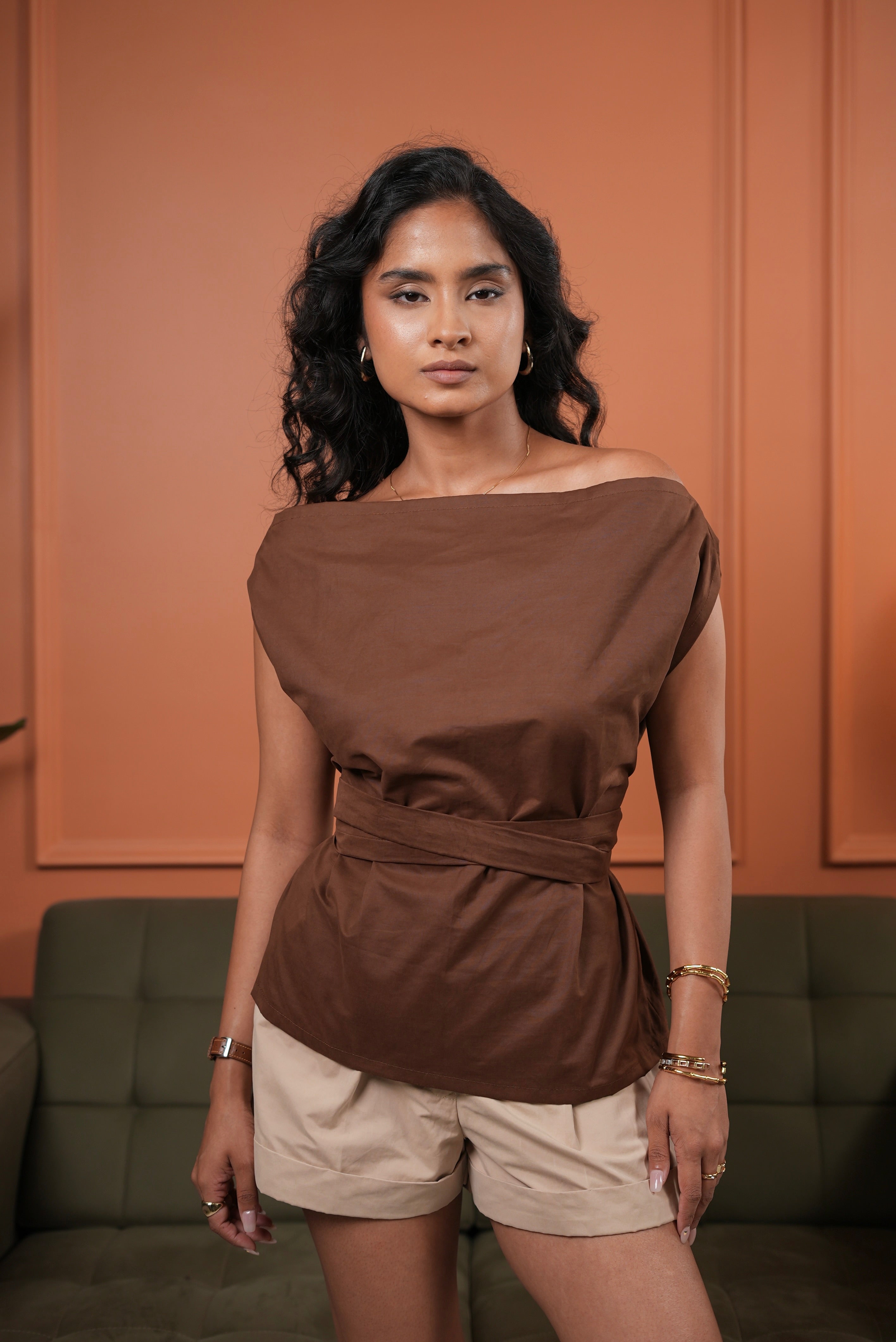 Mocha Tie Up Top