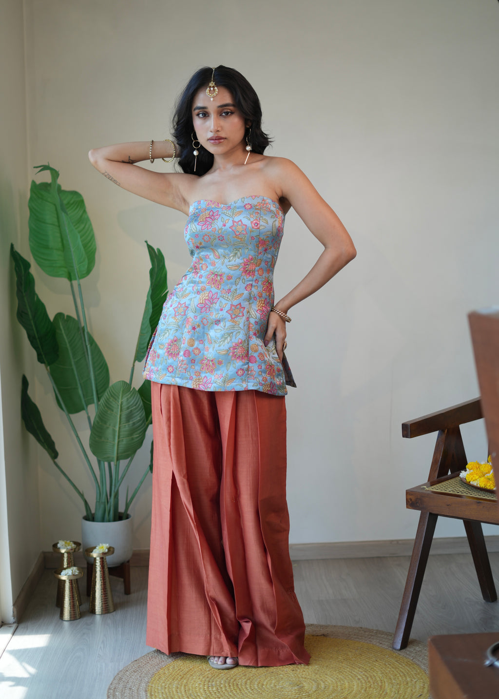 Heather Pleated Pant Set