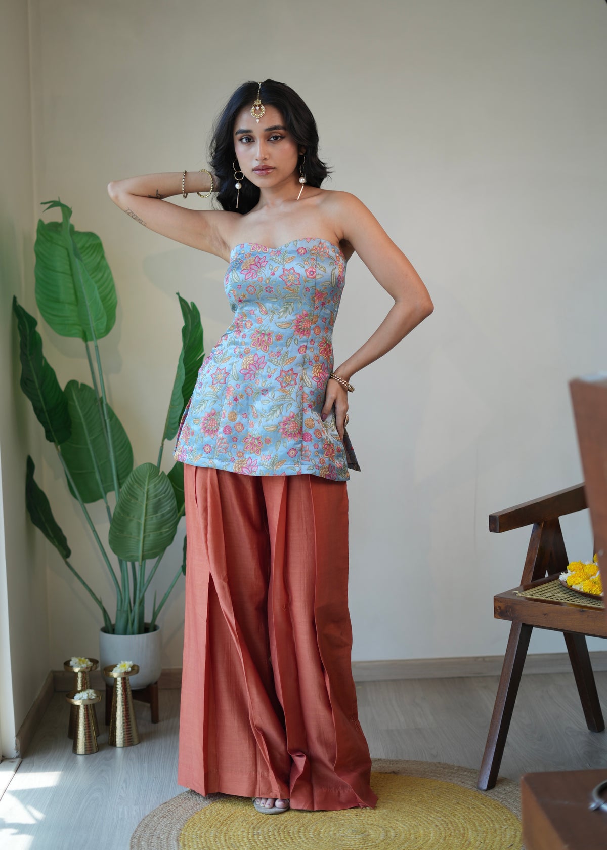 Heather Pleated Pant Set