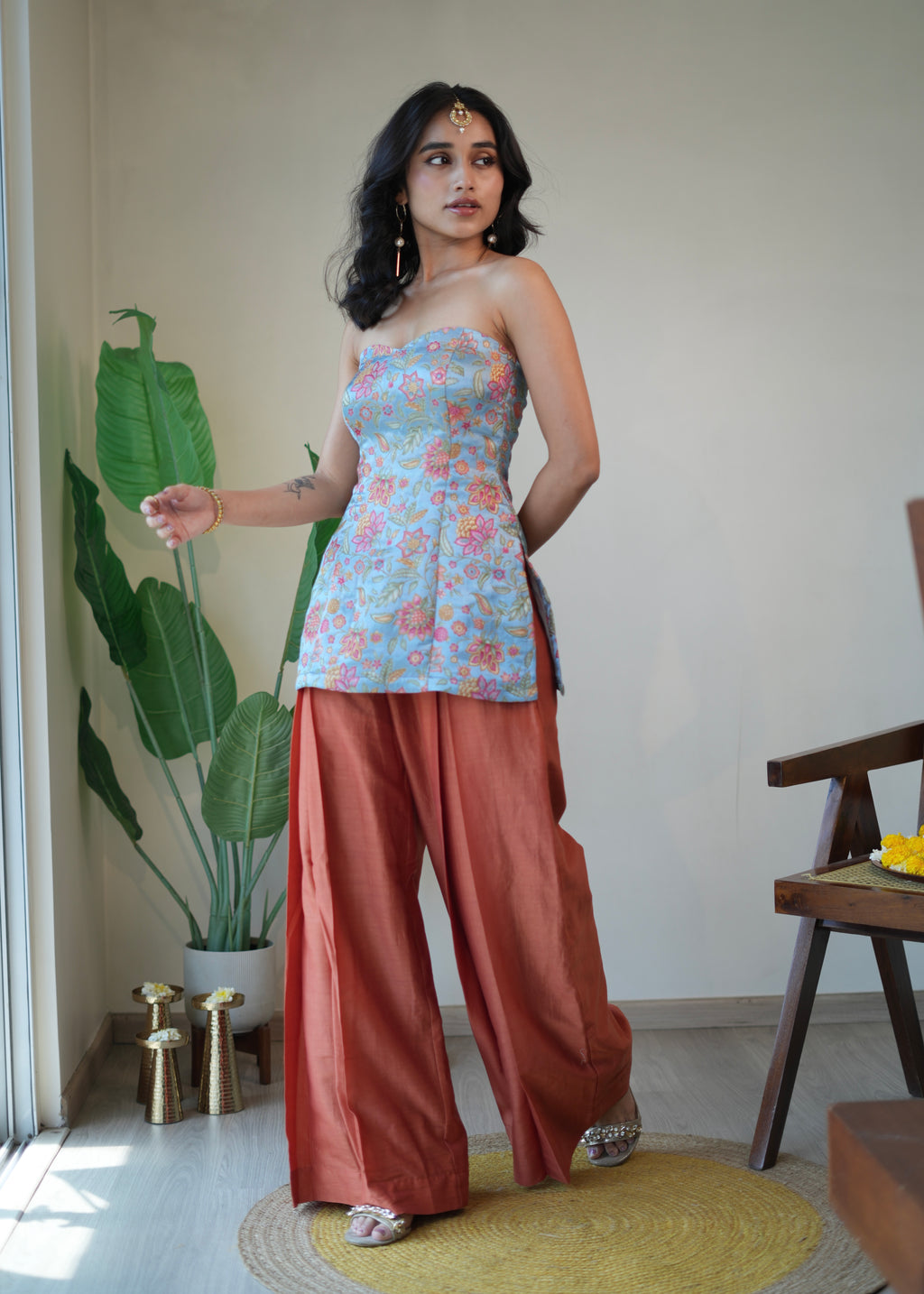 Heather Pleated Pant Set