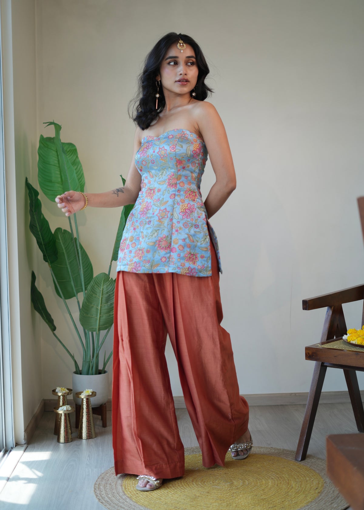 Heather Pleated Pant Set