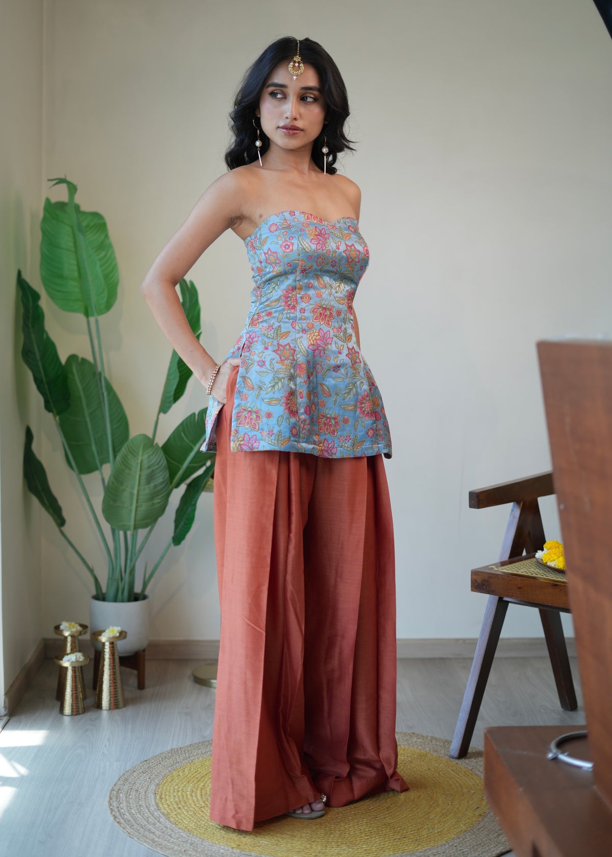 Heather Pleated Pant Set