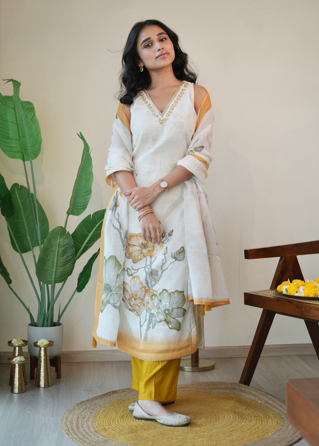 Mustard Kurta Set