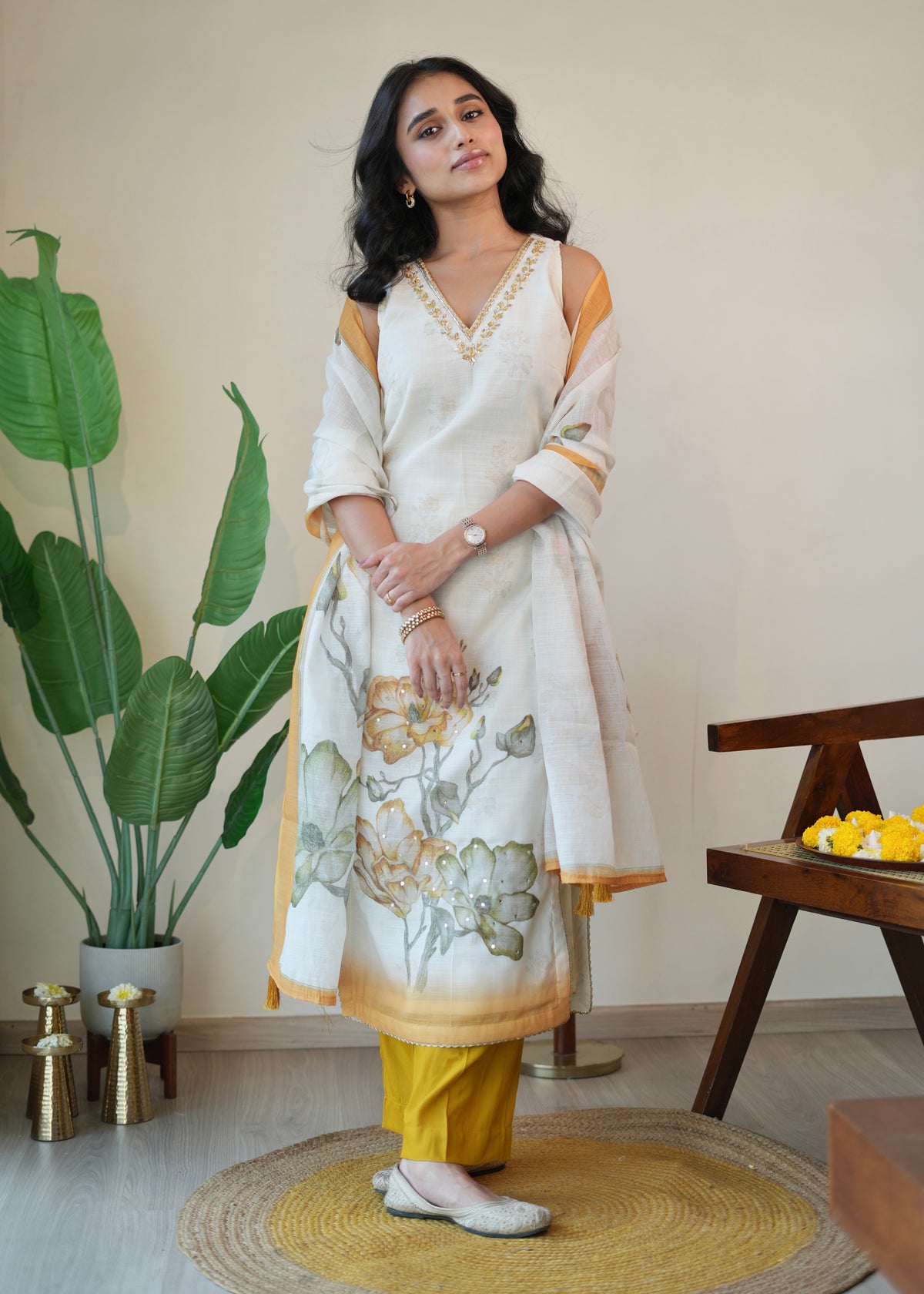 Mustard Kurta Set