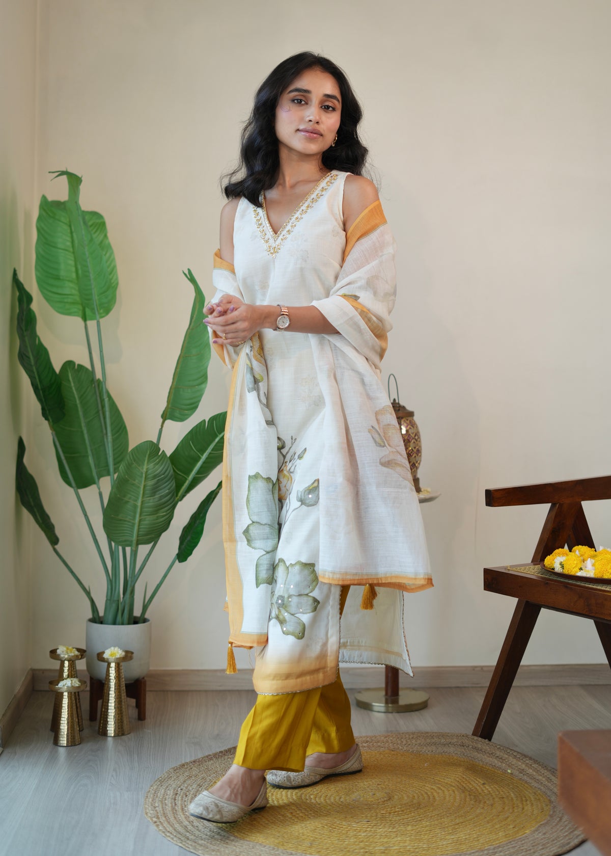 Mustard Kurta Set