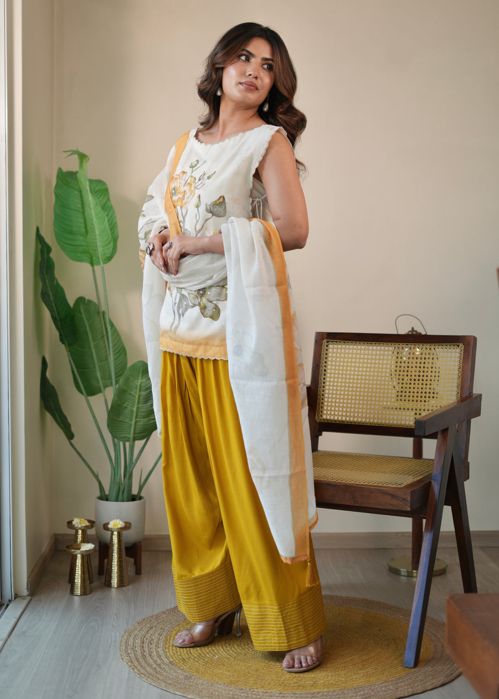 Mustard Scallop & Salwar Set