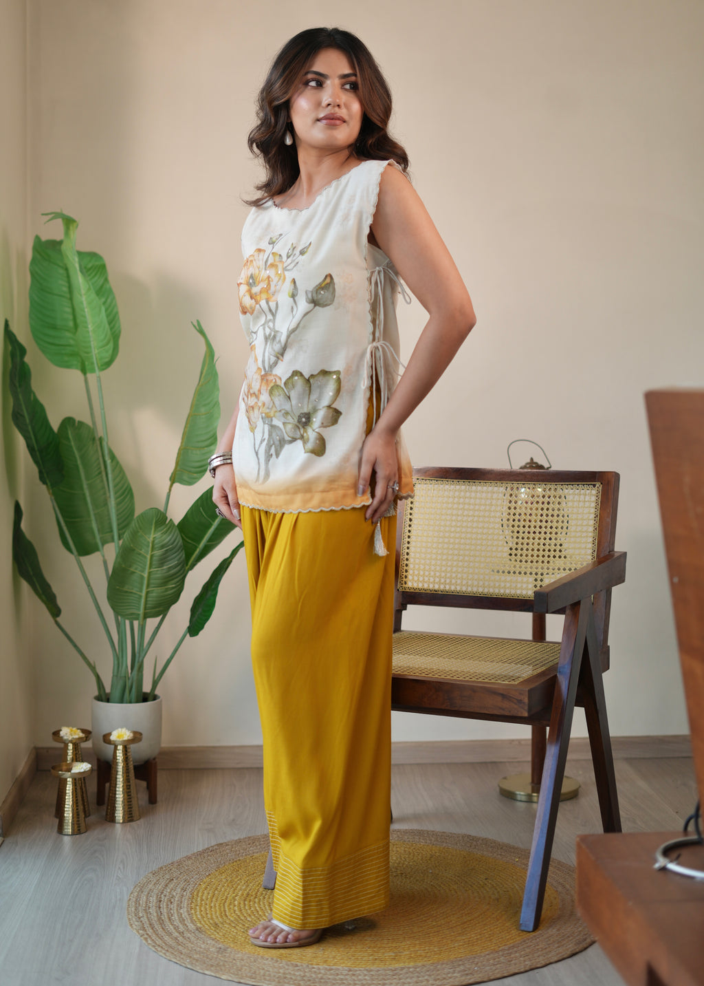 Mustard Scallop & Salwar Set