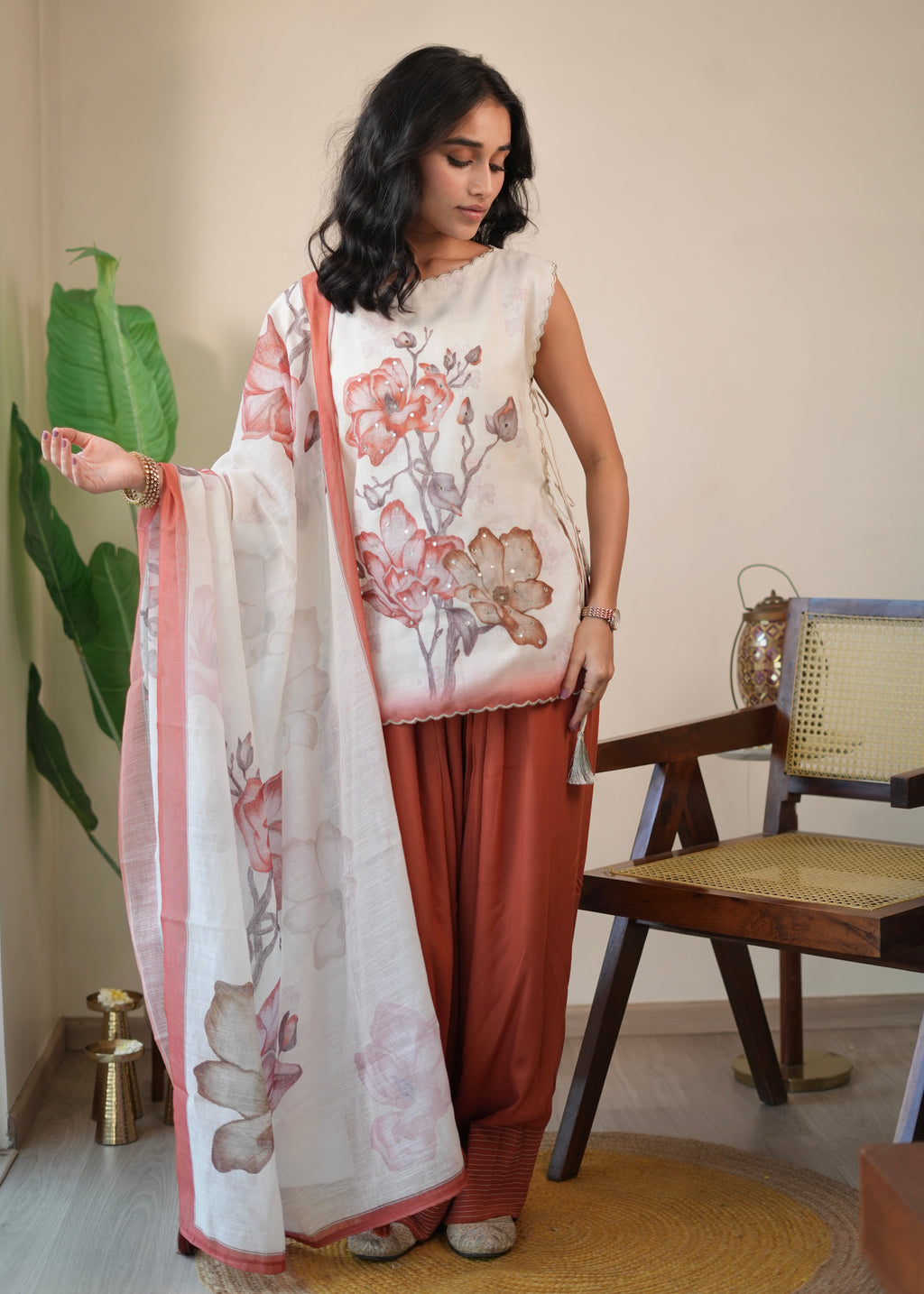 Rust Scallop & Salwar Set