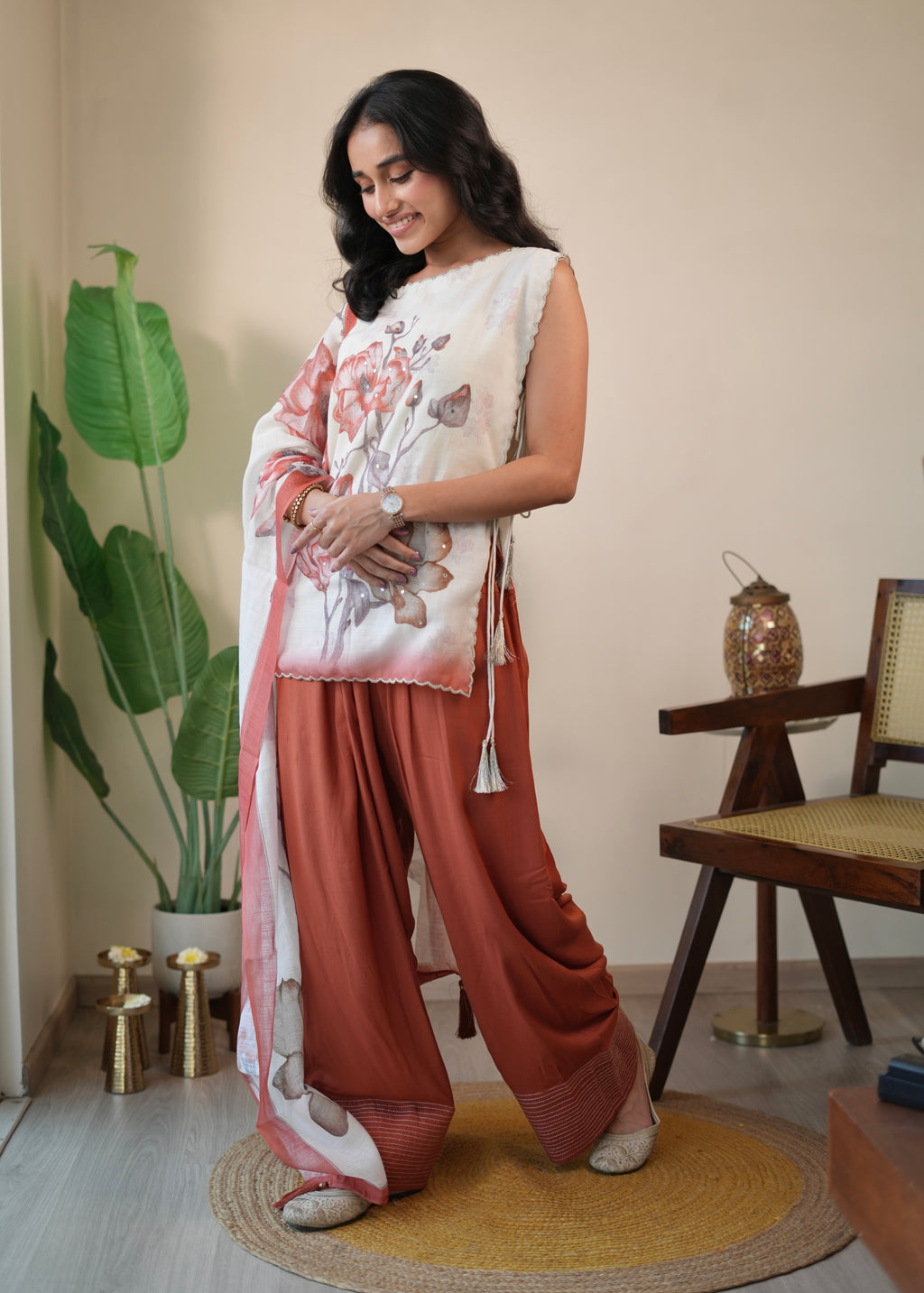 Rust Scallop & Salwar Set