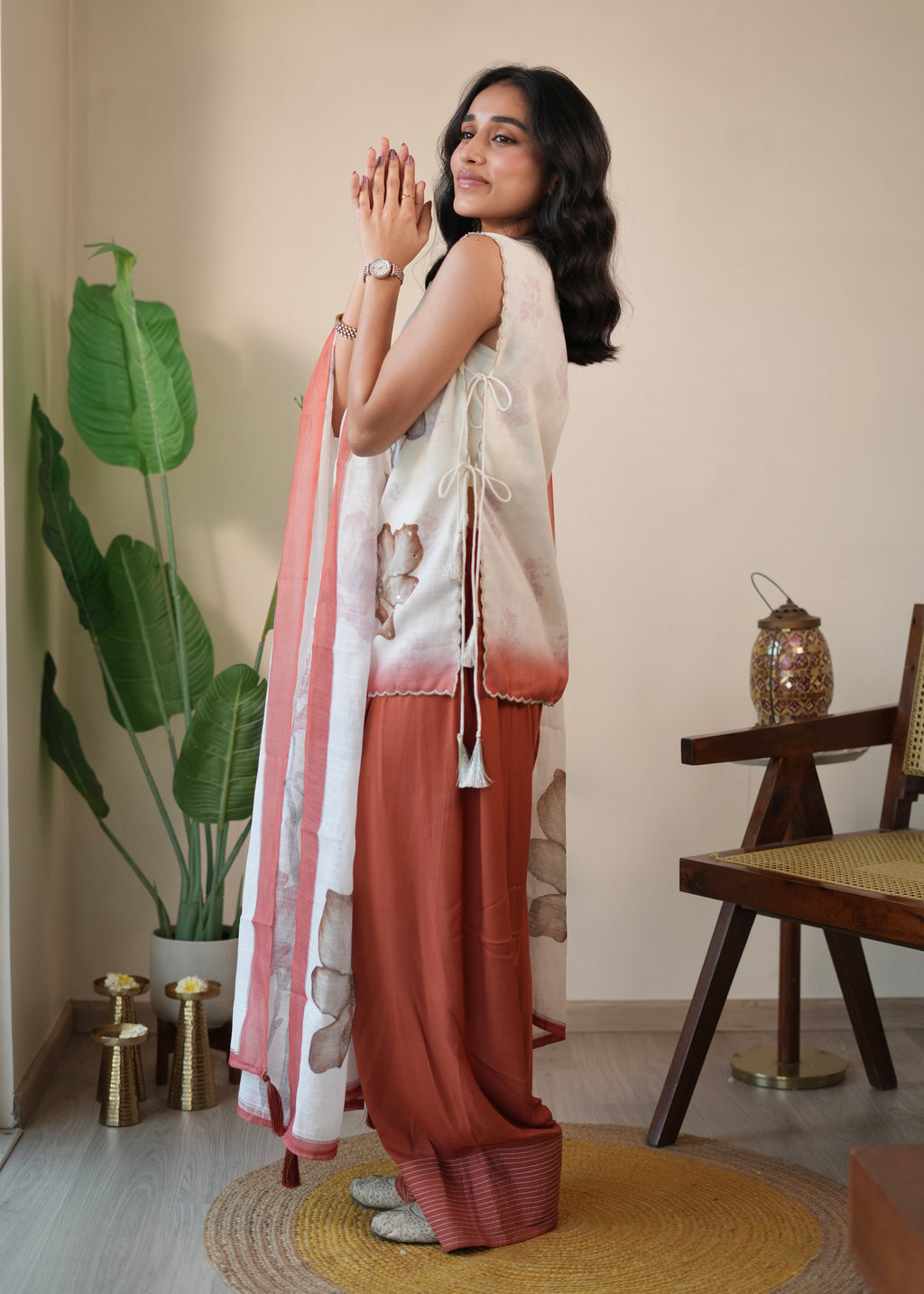 Rust Scallop & Salwar Set