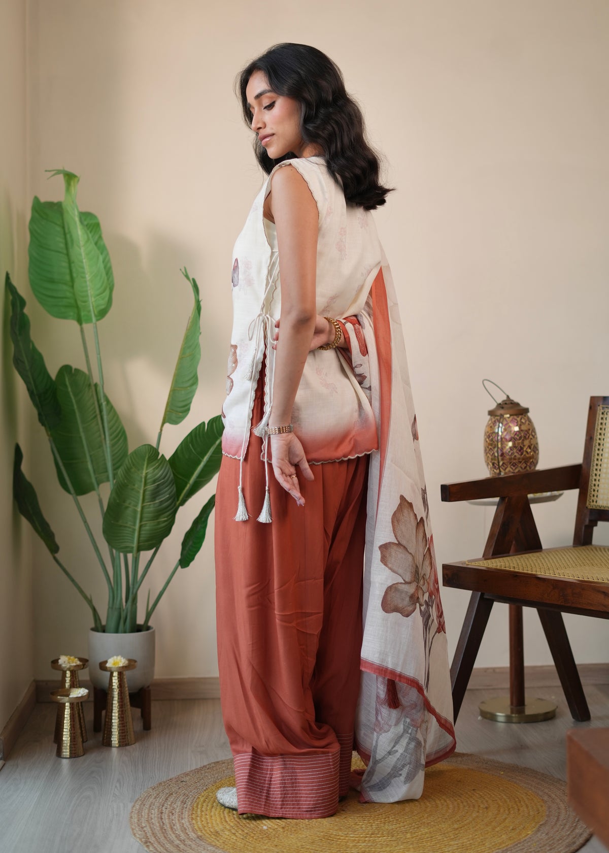 Rust Scallop & Salwar Set