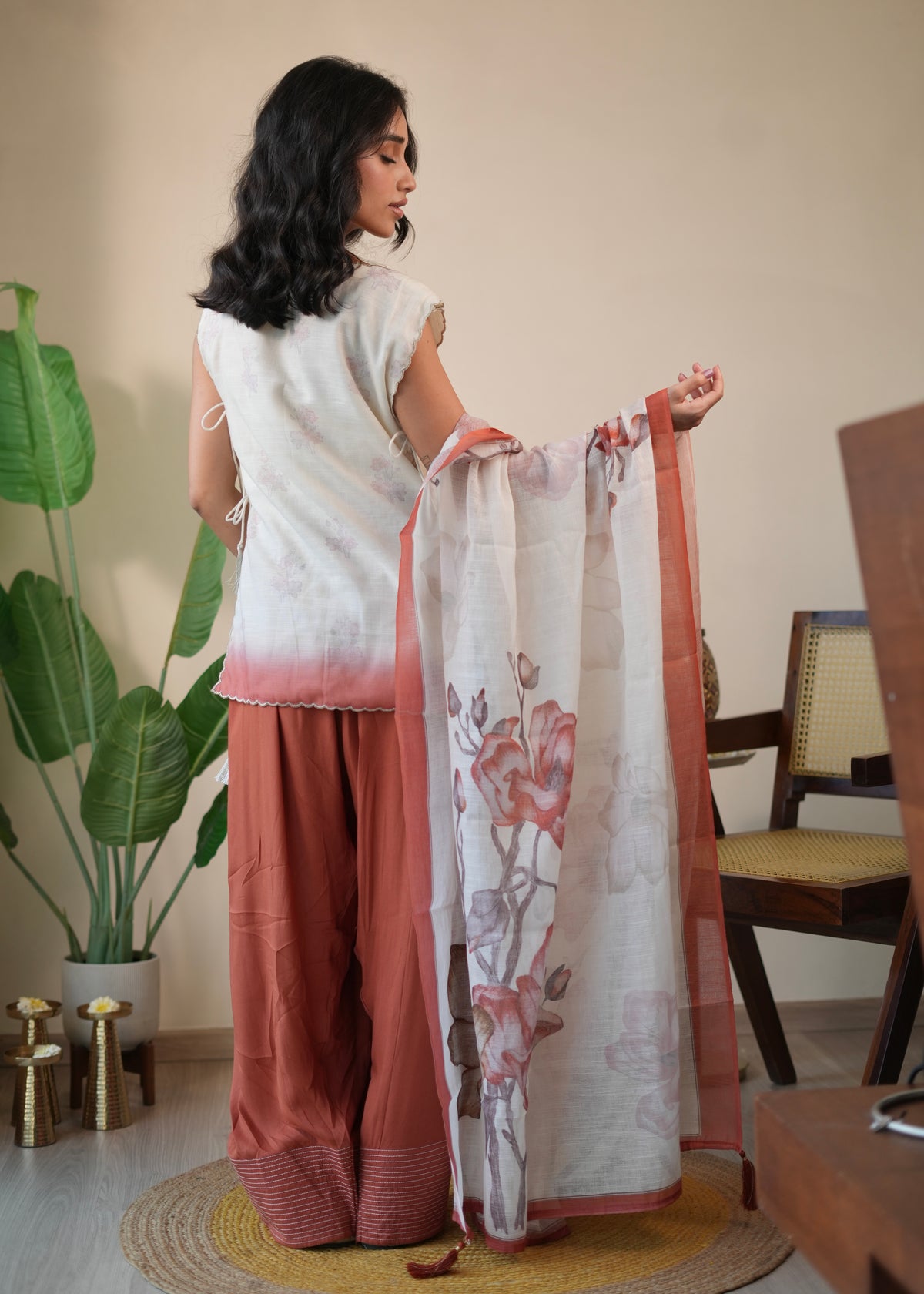 Rust Scallop & Salwar Set