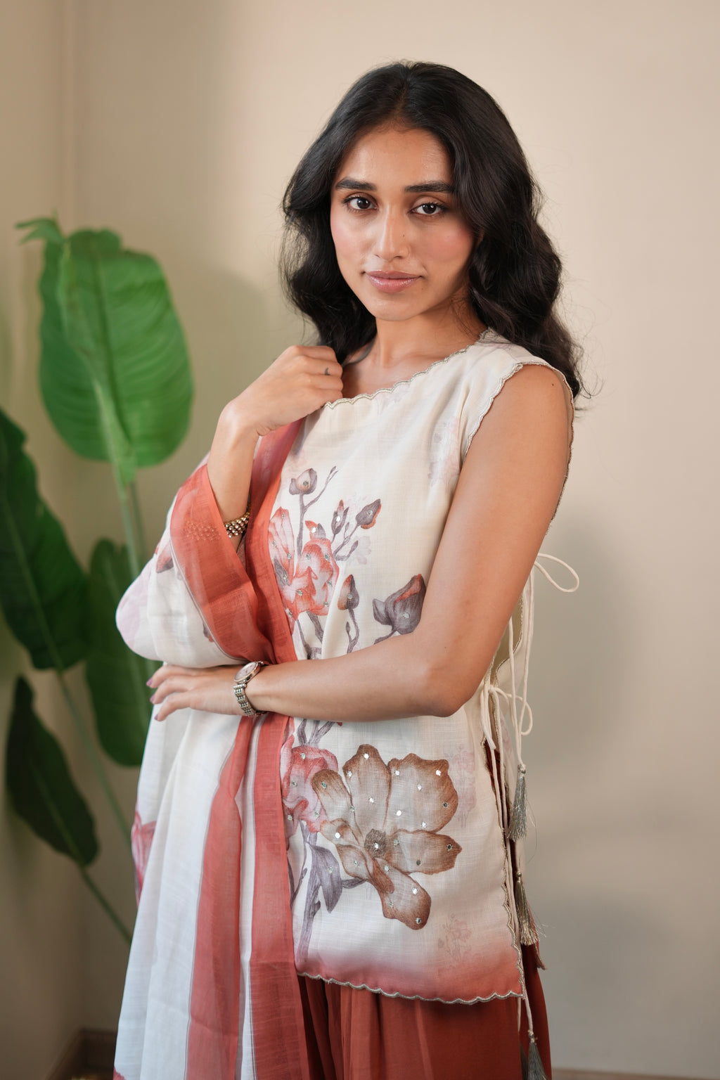 Rust Scallop & Salwar Set