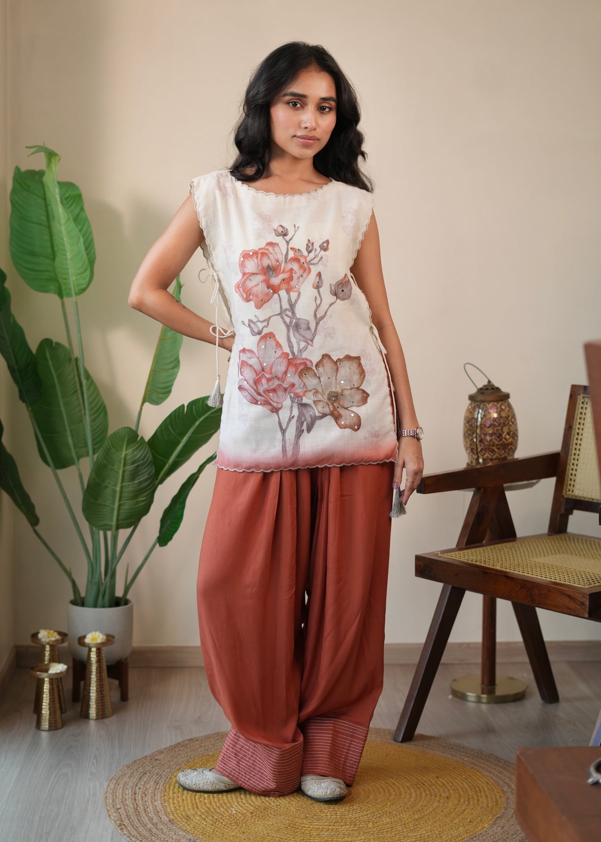 Rust Scallop & Salwar Set