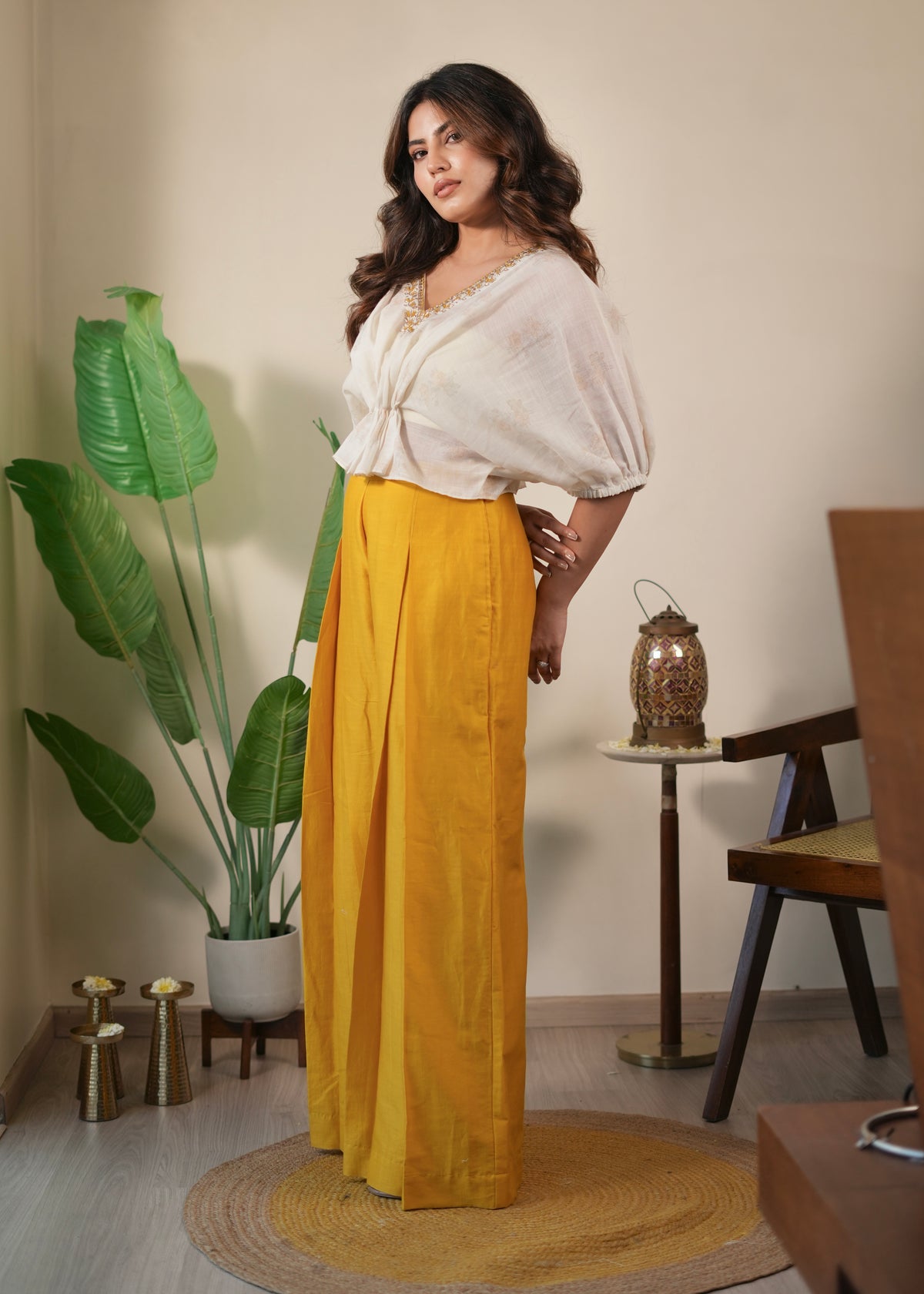 Mustard Kaaftan Set
