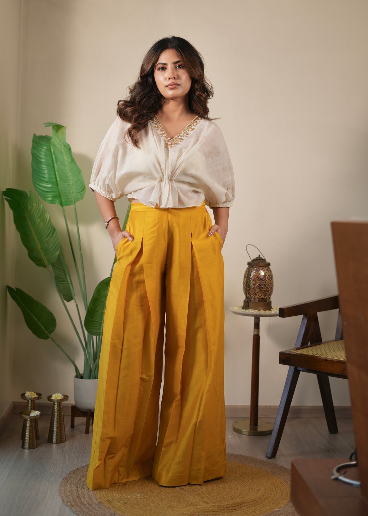 Mustard Kaaftan Set