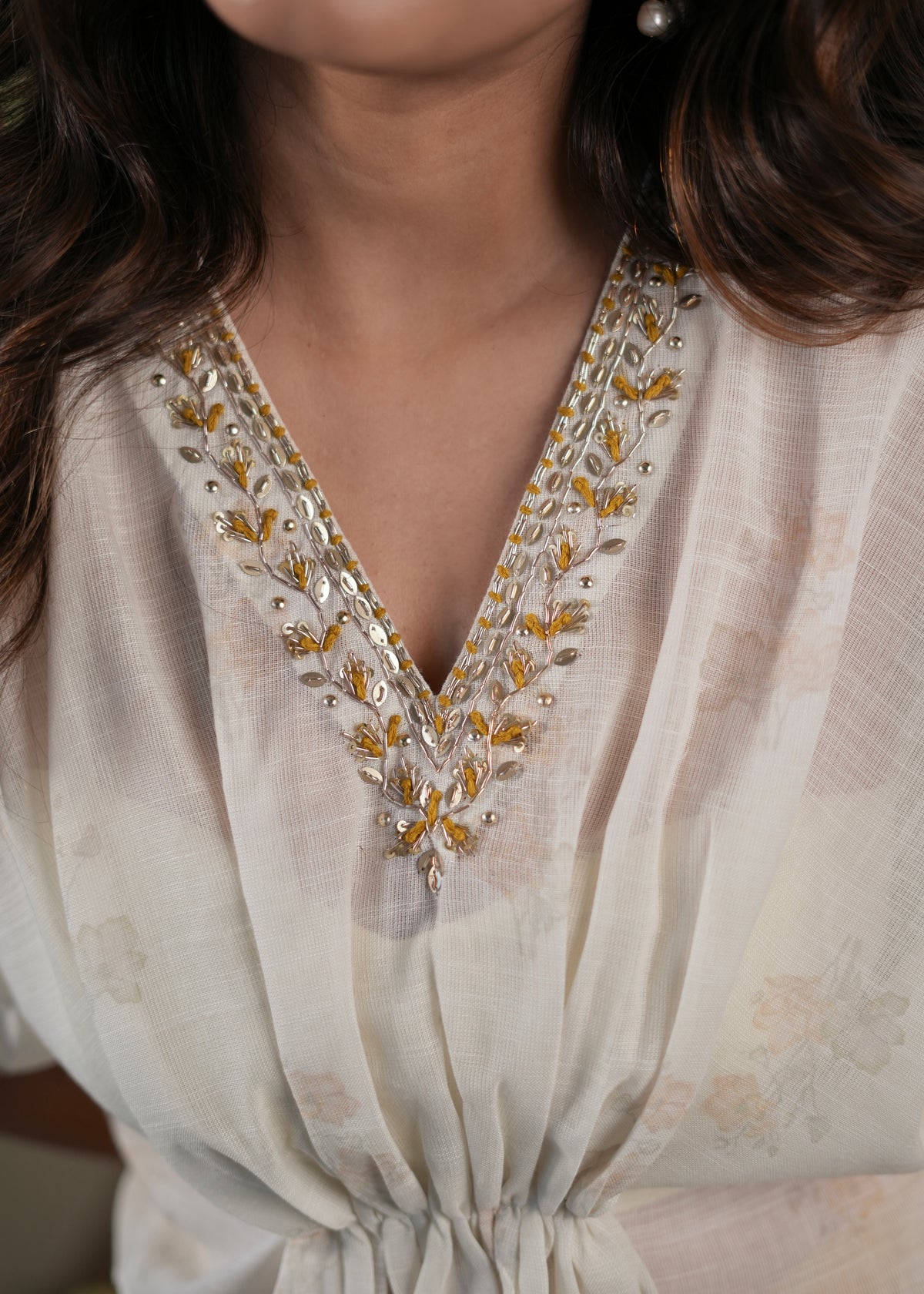 Mustard Kaaftan Set