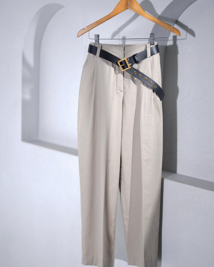 Beige Pleated Trousers