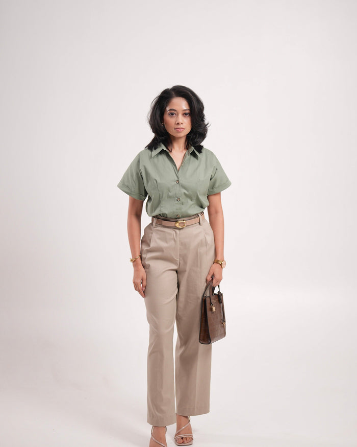 Beige Pleated Trousers