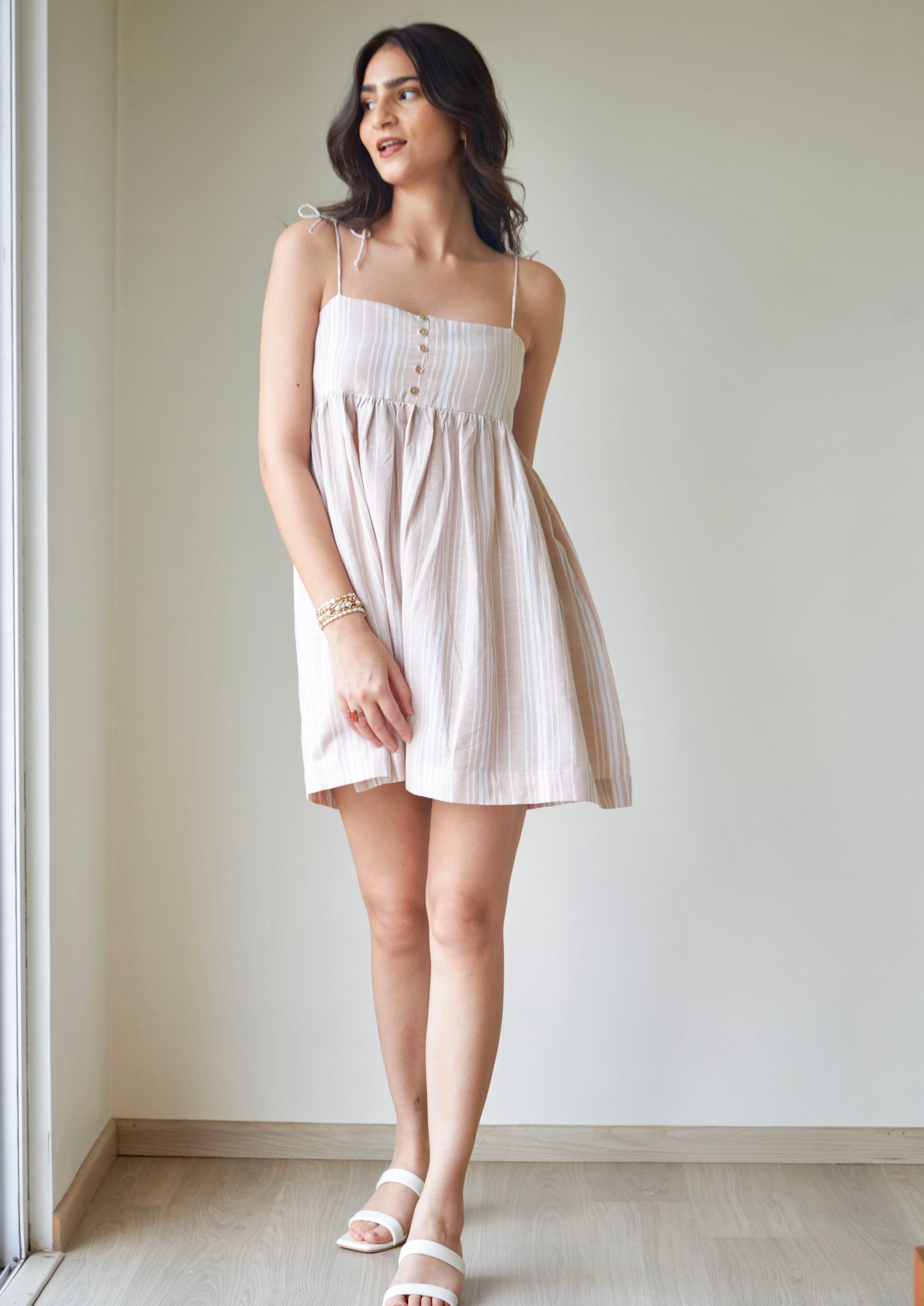 Ivory Striped Dress