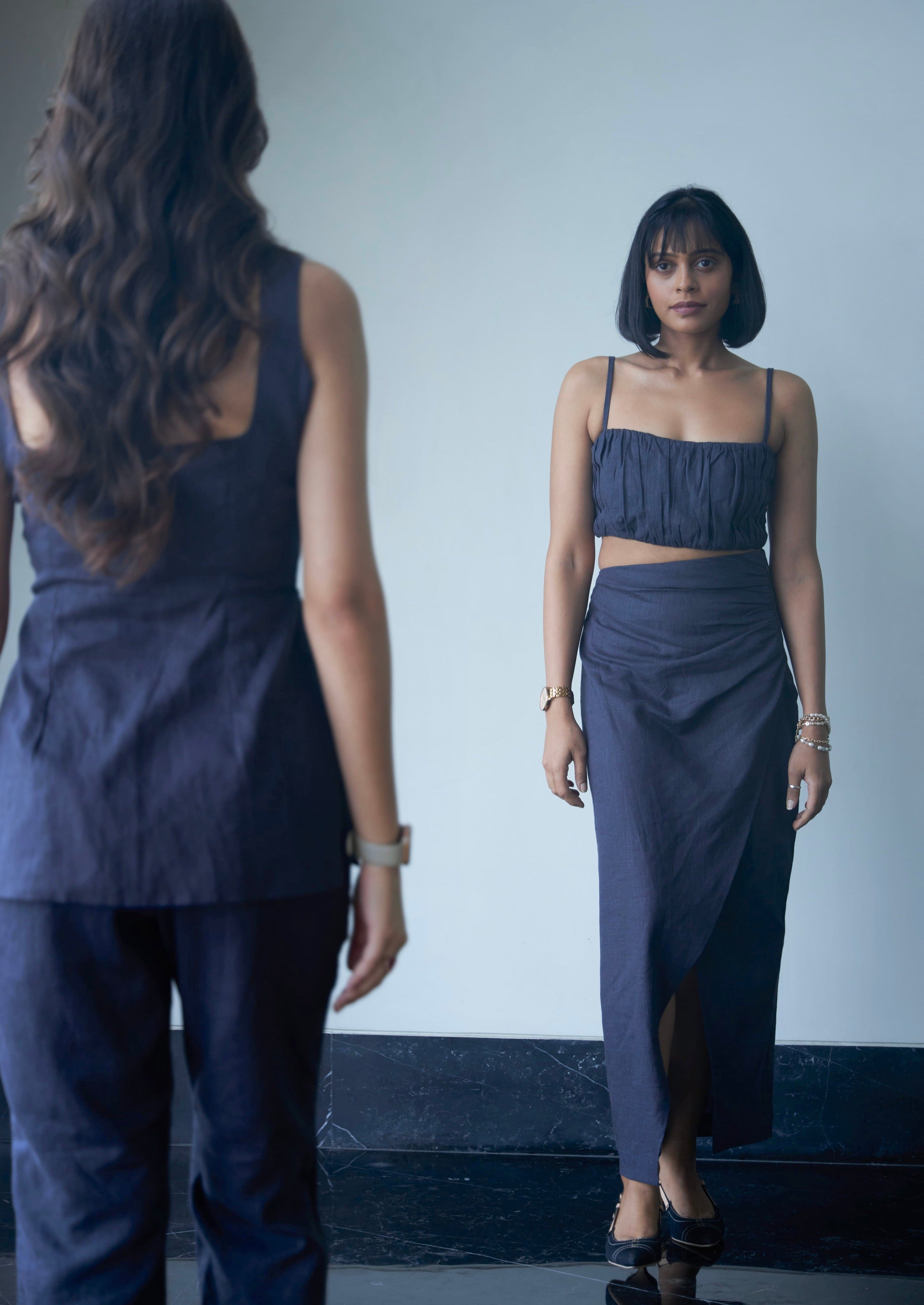 Dusky Blue Skirt Set