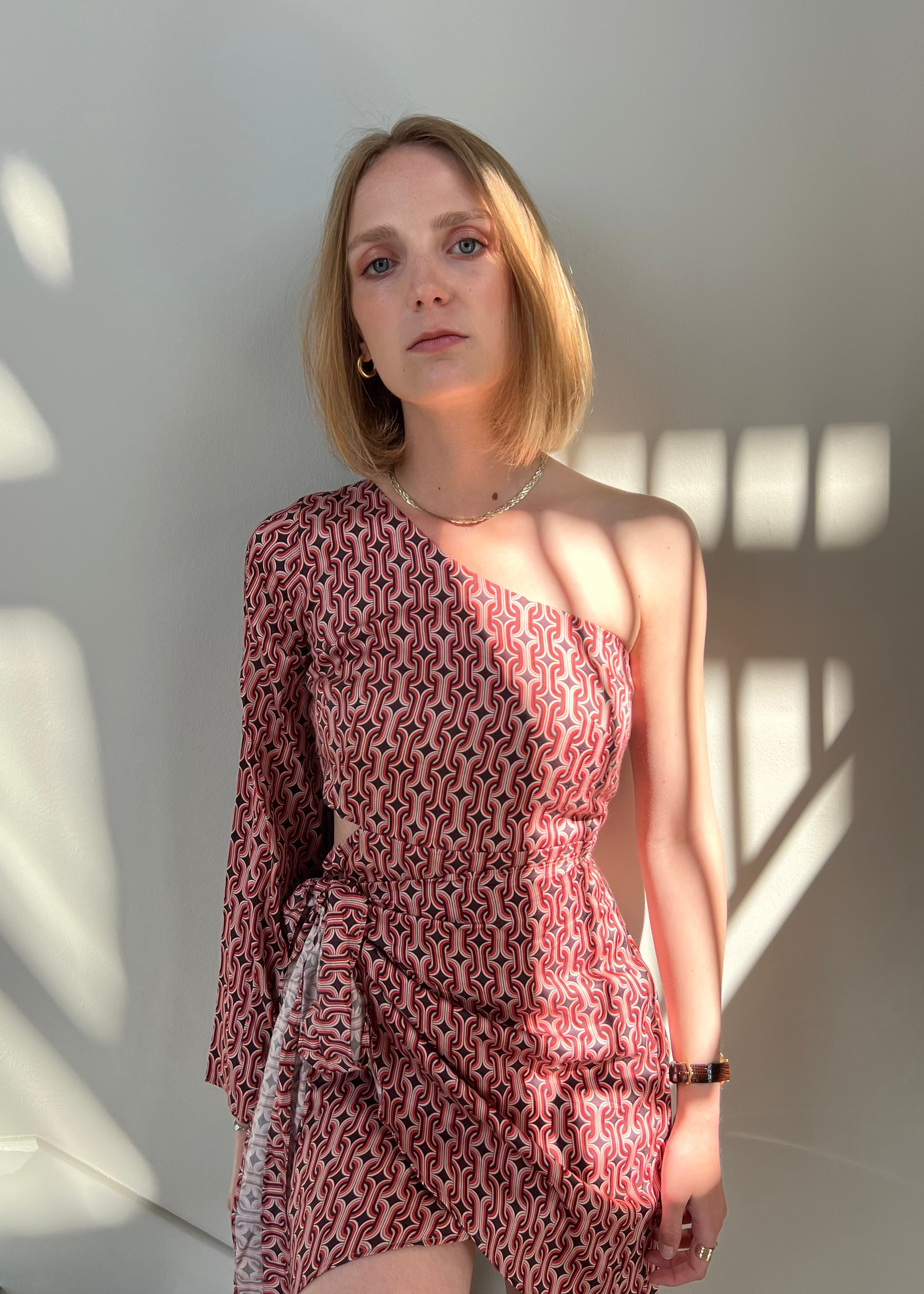 Rust Satin One Shoulder dress