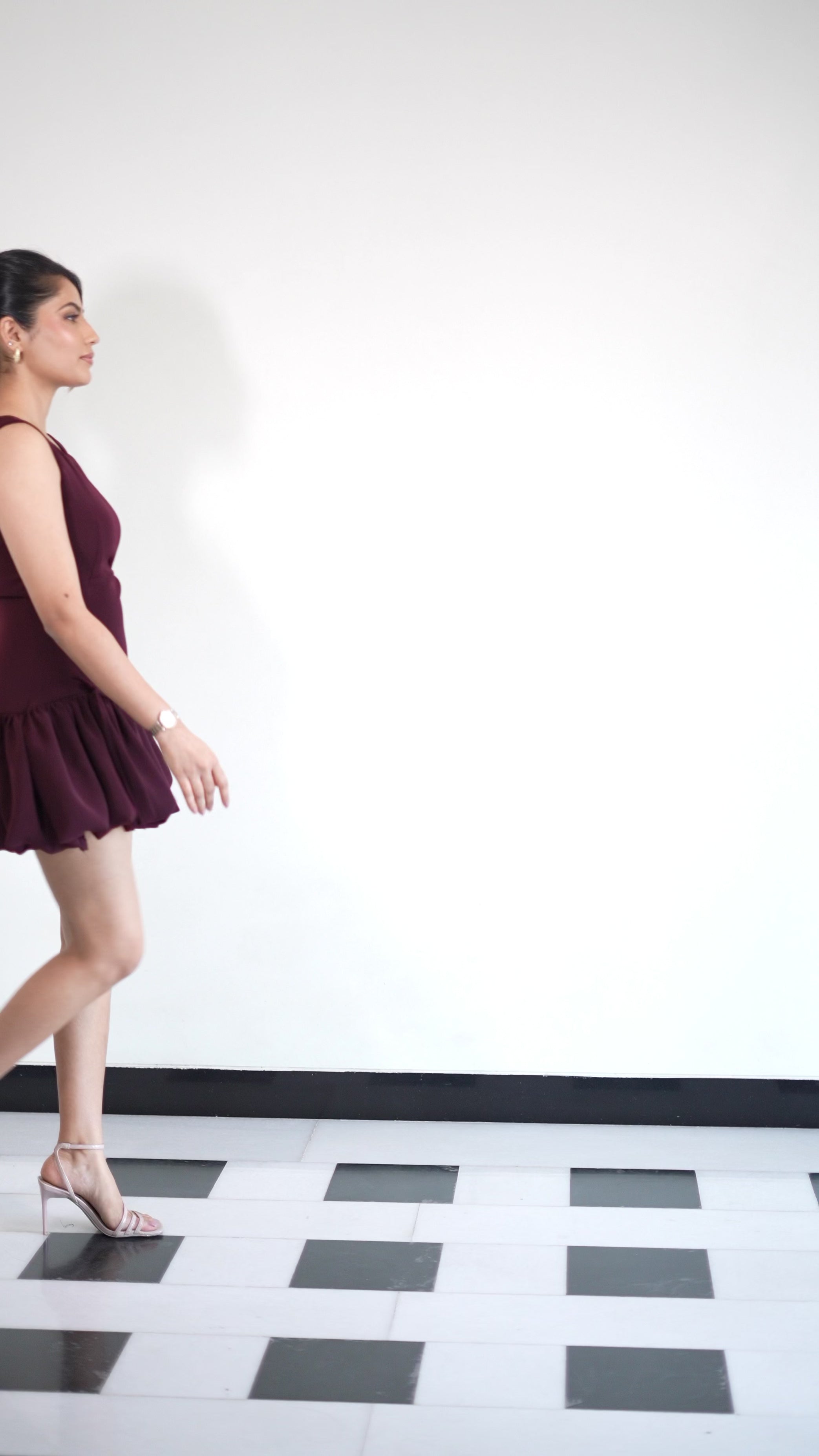 Burgundy Gathered Dress