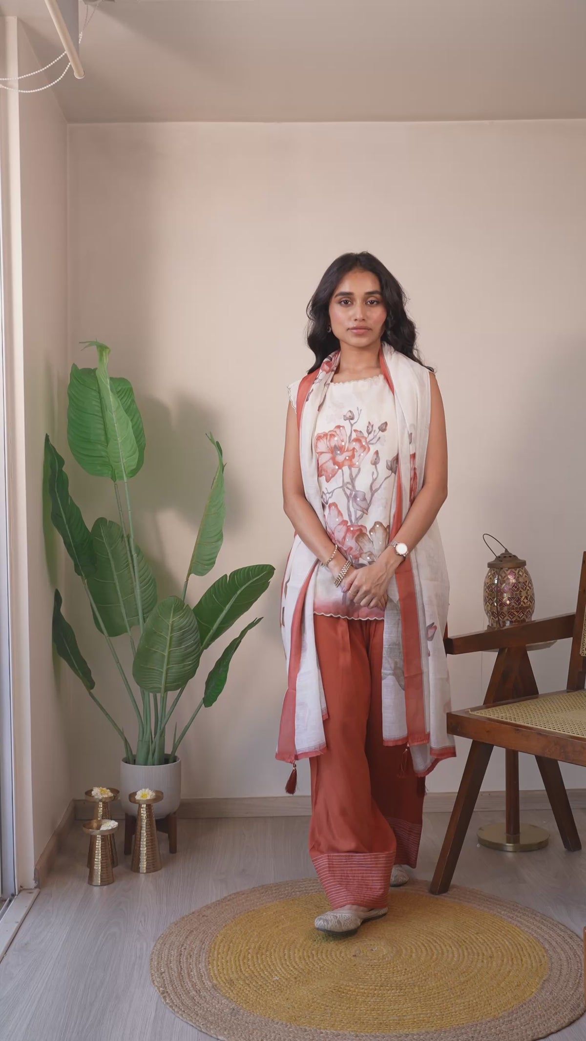 Rust Scallop & Salwar Set