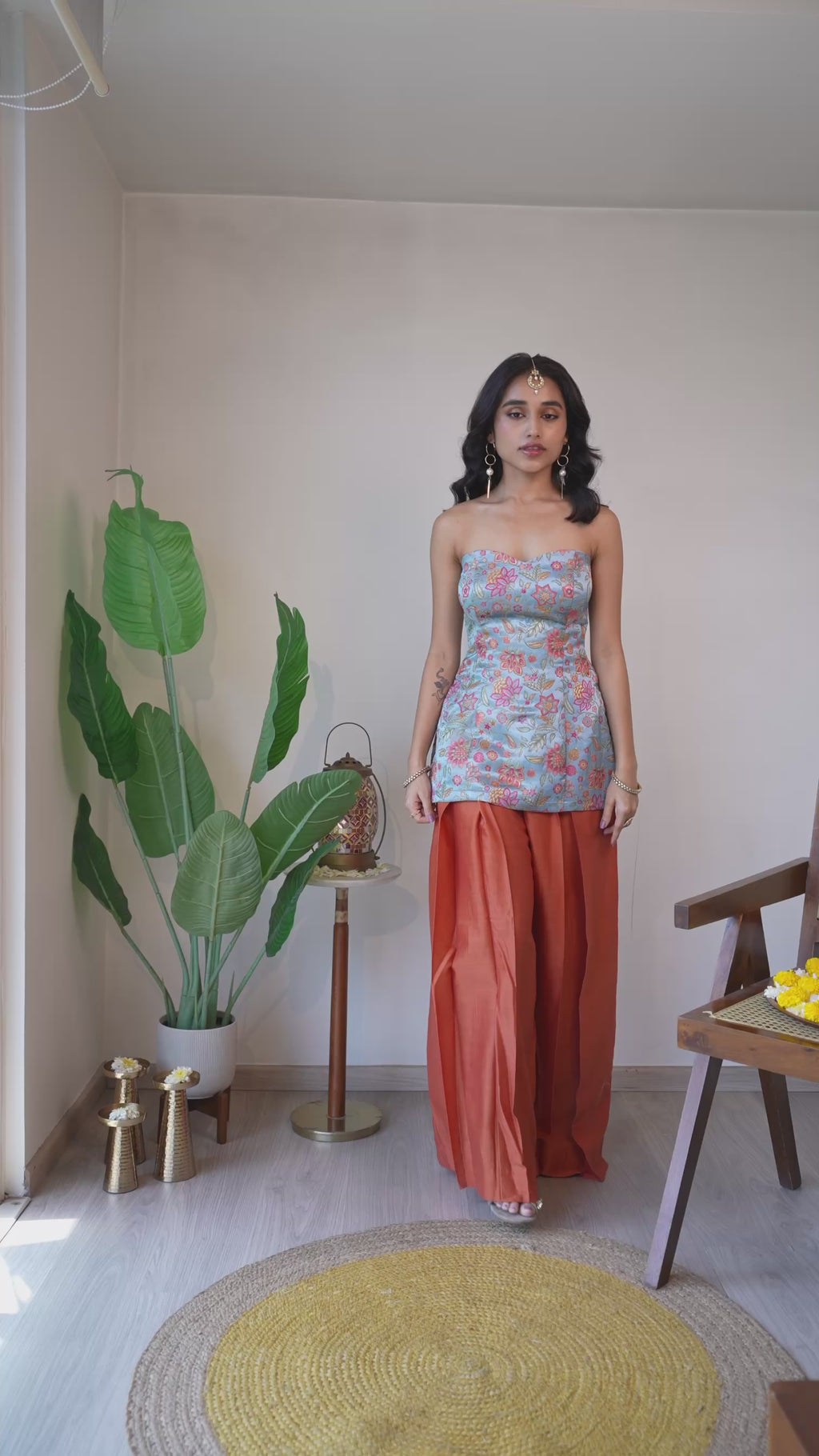 Heather Pleated Pant Set
